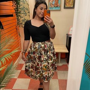 Retro DOTD Catrina Enmascarada Pleated Circle Skirt